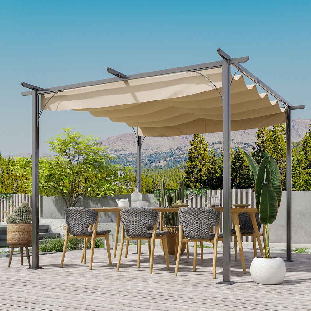High-Quality 3x3m Outdoor Metal Gazebo - Retractable Canopy - Ideal for Garden & Patio - Outsunny