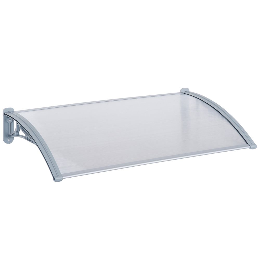 Premium 140Wx70L Door Awning Canopy - UV & Weather Resistant - Transparent/Silver