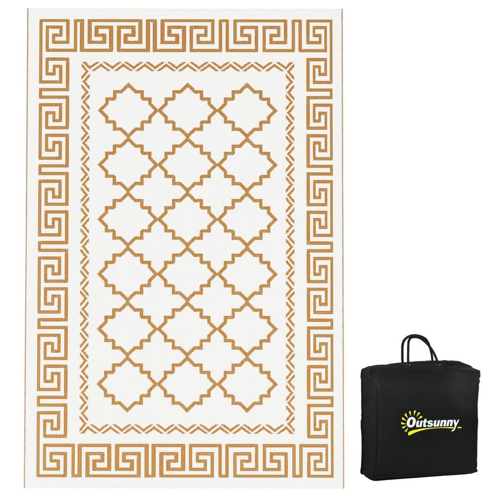 Outsunny Waterproof Outdoor Rug w/ Carry Bag: 182 x 274cm, Brown - Tear-resistant, Reversible