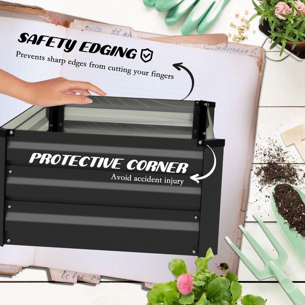 Outsunny Set of 2 Galvanized Raised Garden Beds - Perfect for Flowers, Herbs, and Veggies