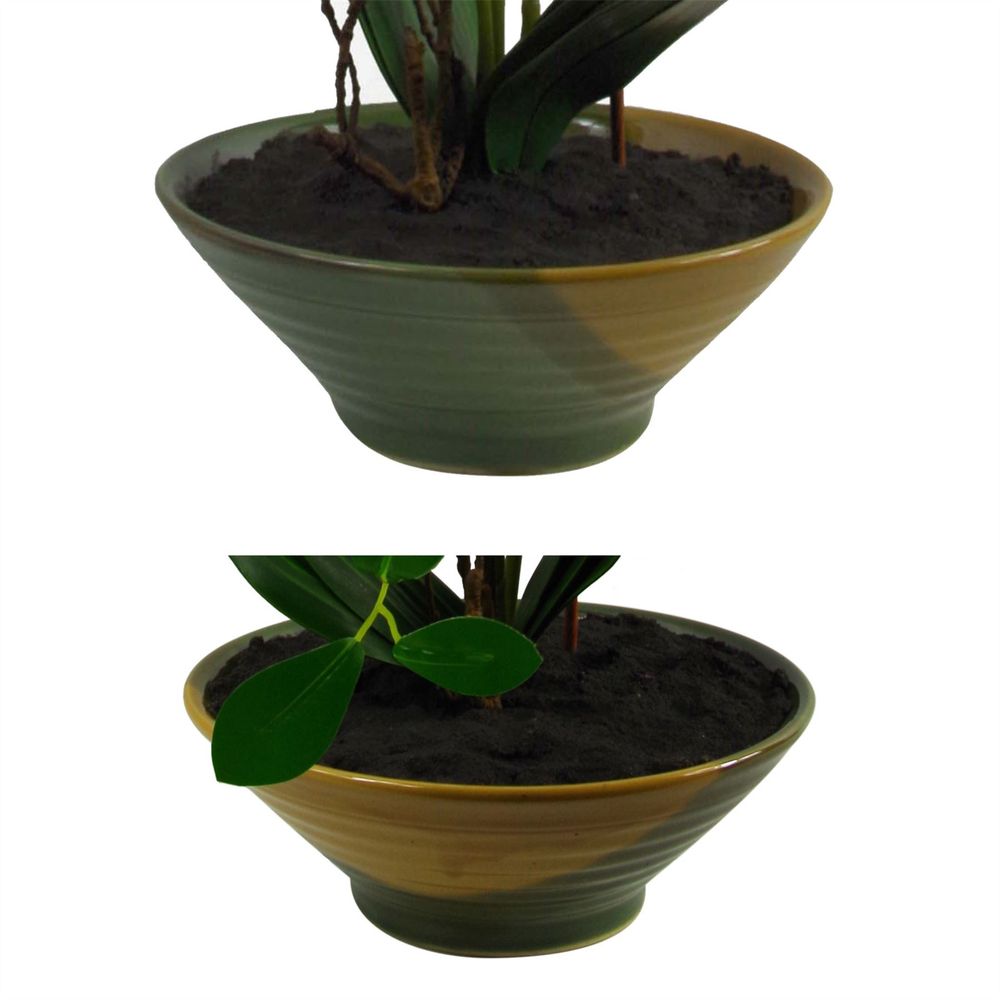 Captivating 65cm Artificial Orchid - Light Pink in Glazed Planter