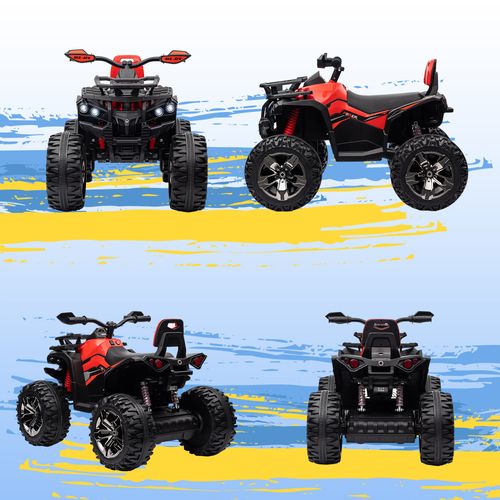 HOMCOM 12V Quad Bike ATV with LED Lights, Music, for Boys Girls