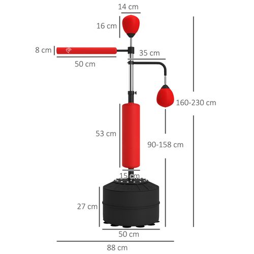 HOMCOM 3-in-1 Punching Bag with 2 Speedballs, 360° Reflex Bar