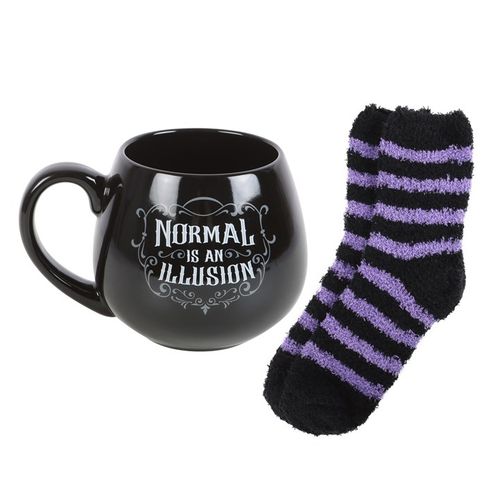 طقم كوب وجوارب "Normal is an Illusion" القوطي