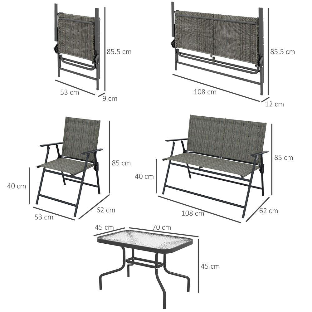 Outsunny Patio Furniture Set: Garden Table, Foldable Chairs, Loveseat - High Quality & Stylish Design
