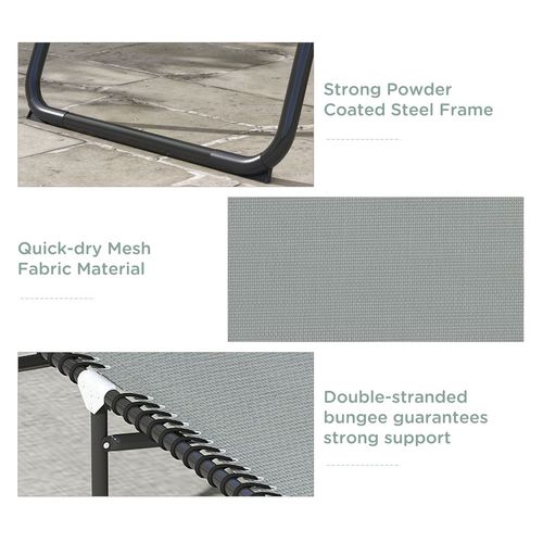 Outsunny Folding Beach Chair Chaise Lounge 4 Adjustable Positions, Light Grey