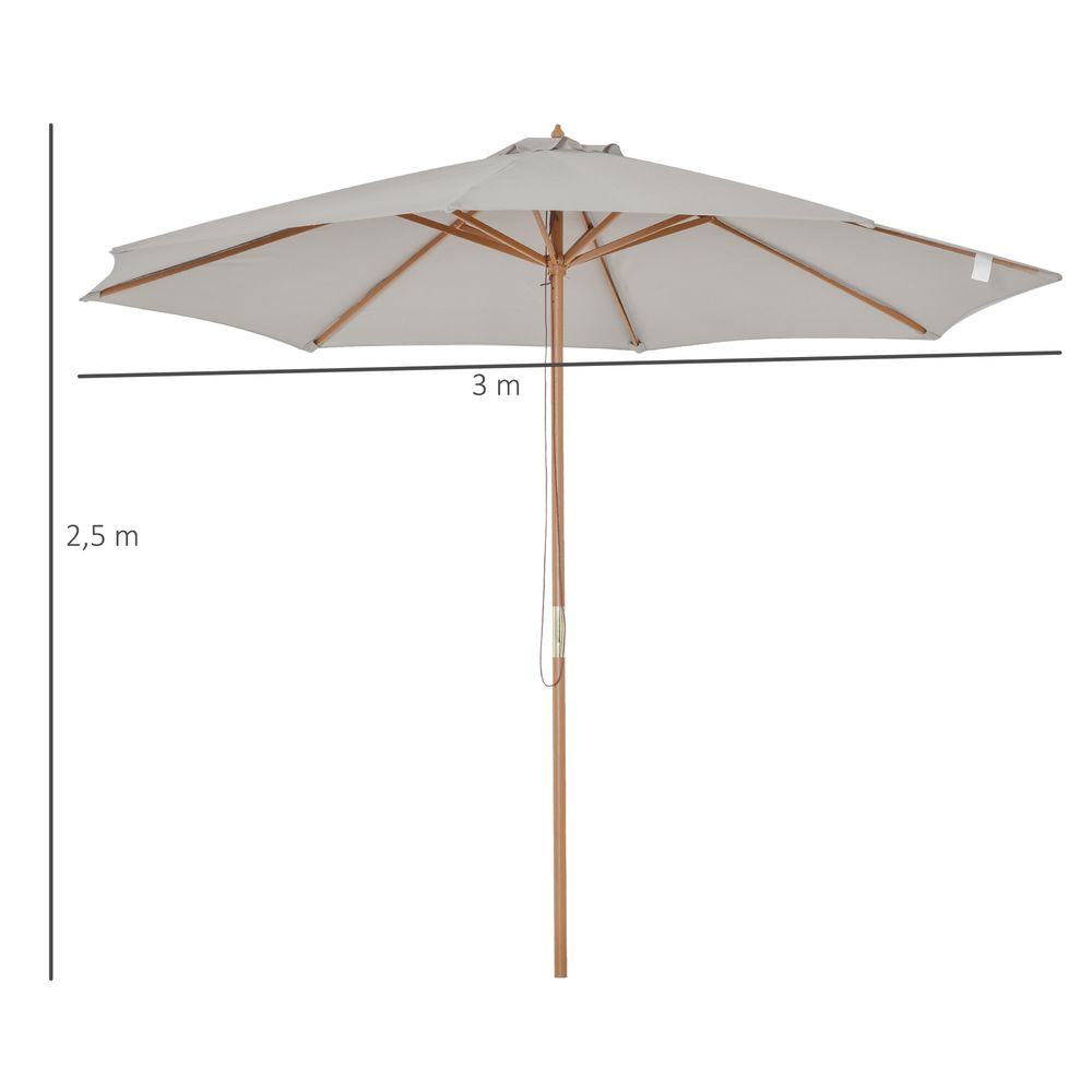 High-Quality 10'x8.2'H Bamboo Wooden Round Market Patio Umbrella - Sun & Rain Protection