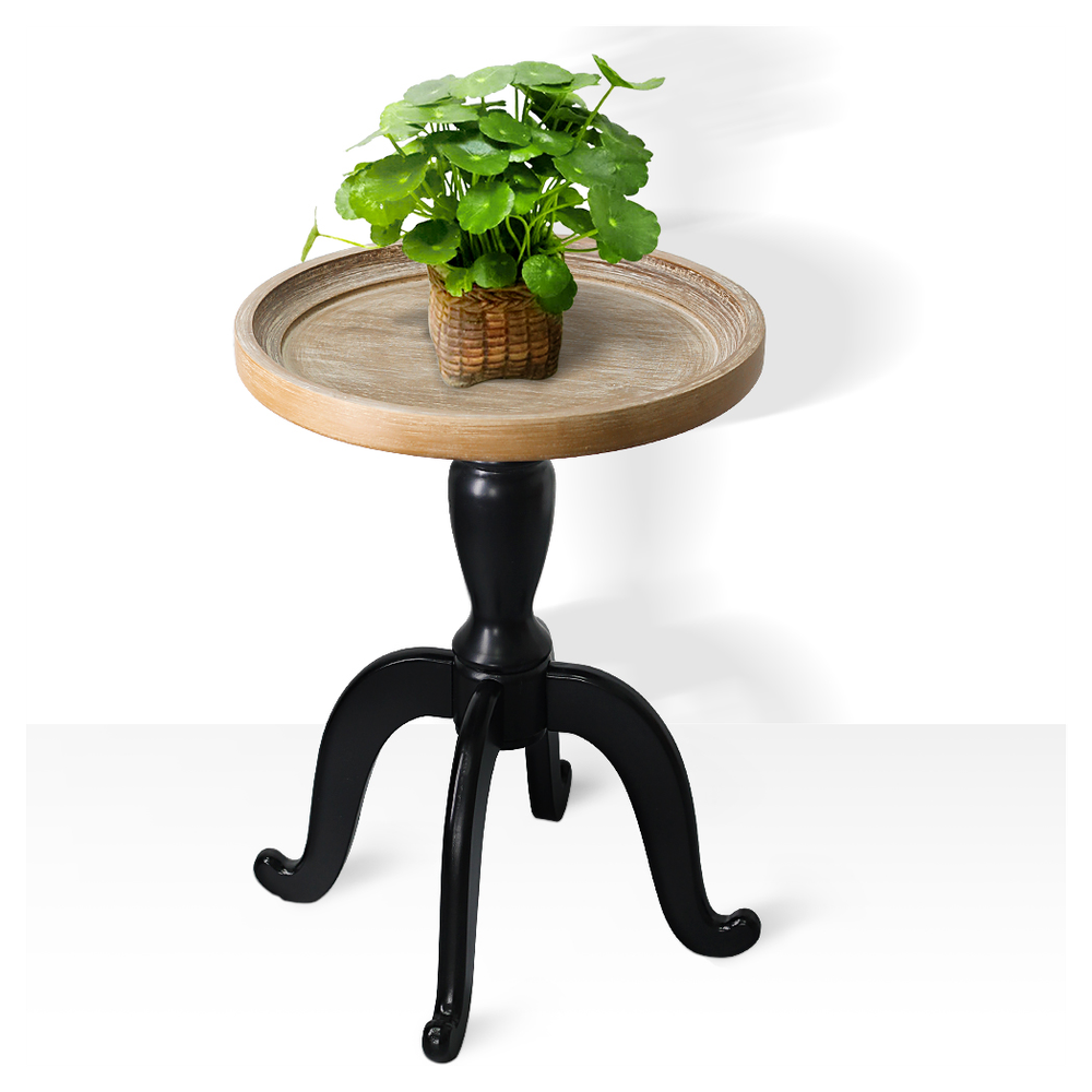 Knight Home Elizabeth French Country Accent Table with Octagonal Top, Natural + Distressed Black