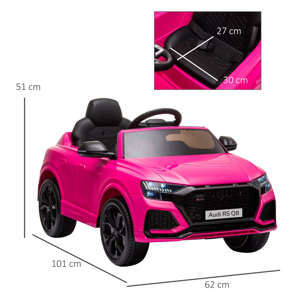 HOMCOM Audi RS Q8 Licensed 6V Kids Electric Ride On Car Toy Car with Remote Control Music Lights USB MP3 Bluetooth for 3-5 Years Old Pink