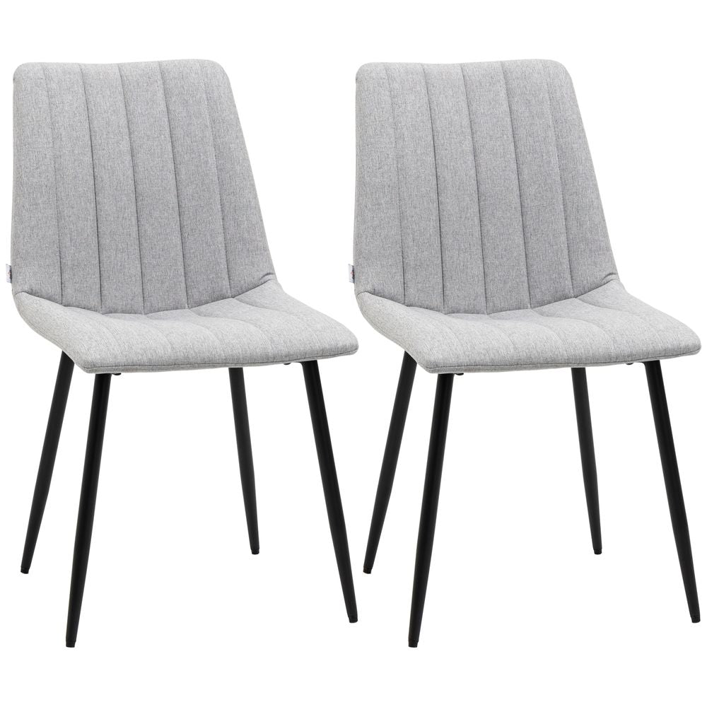 HOMCOM Modern Dining Chairs Set of 2 with Linen-touch Upholstery and Steel Legs