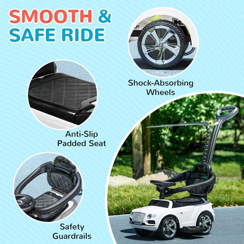 AIYAPLAY Bentley Bentayga Licensed Baby Push Car w/ Under Seat Storage - White