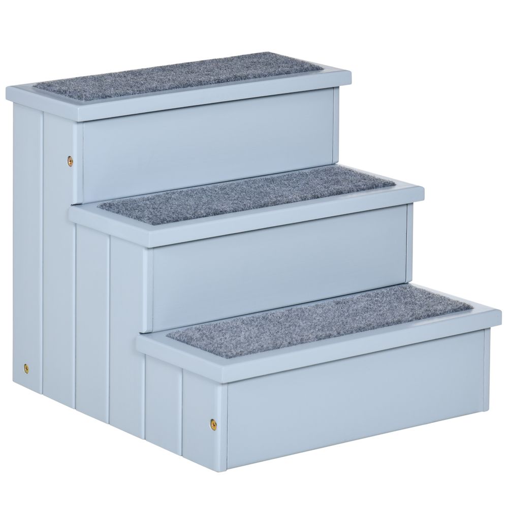 Premium Wood Dog Stairs & Storage - Grey Pawhut - No Slip - Ideal for Bed & Sofa - Limited Stock