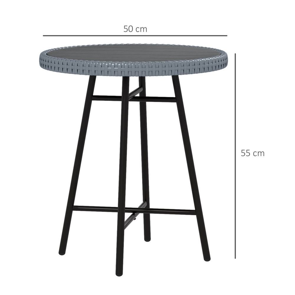 Outsunny PE Rattan Side Table - Indoor/Outdoor/Balcony/Patio - Grey