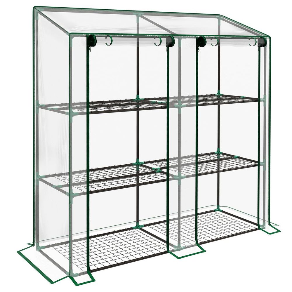 Outsunny 3-Tier Mini Greenhouse; 151H x 143W x 46Dcm; Clear; Protect Plants with Ease