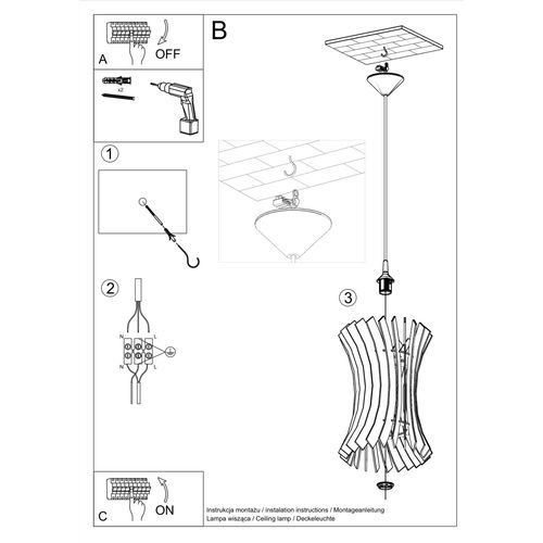 Pendant lamp wood Oriana Scandinavian Design E27