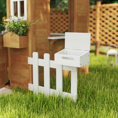 Outsunny Wooden Outdoor Playhouse w/ Door Windows Bench for Kids Children