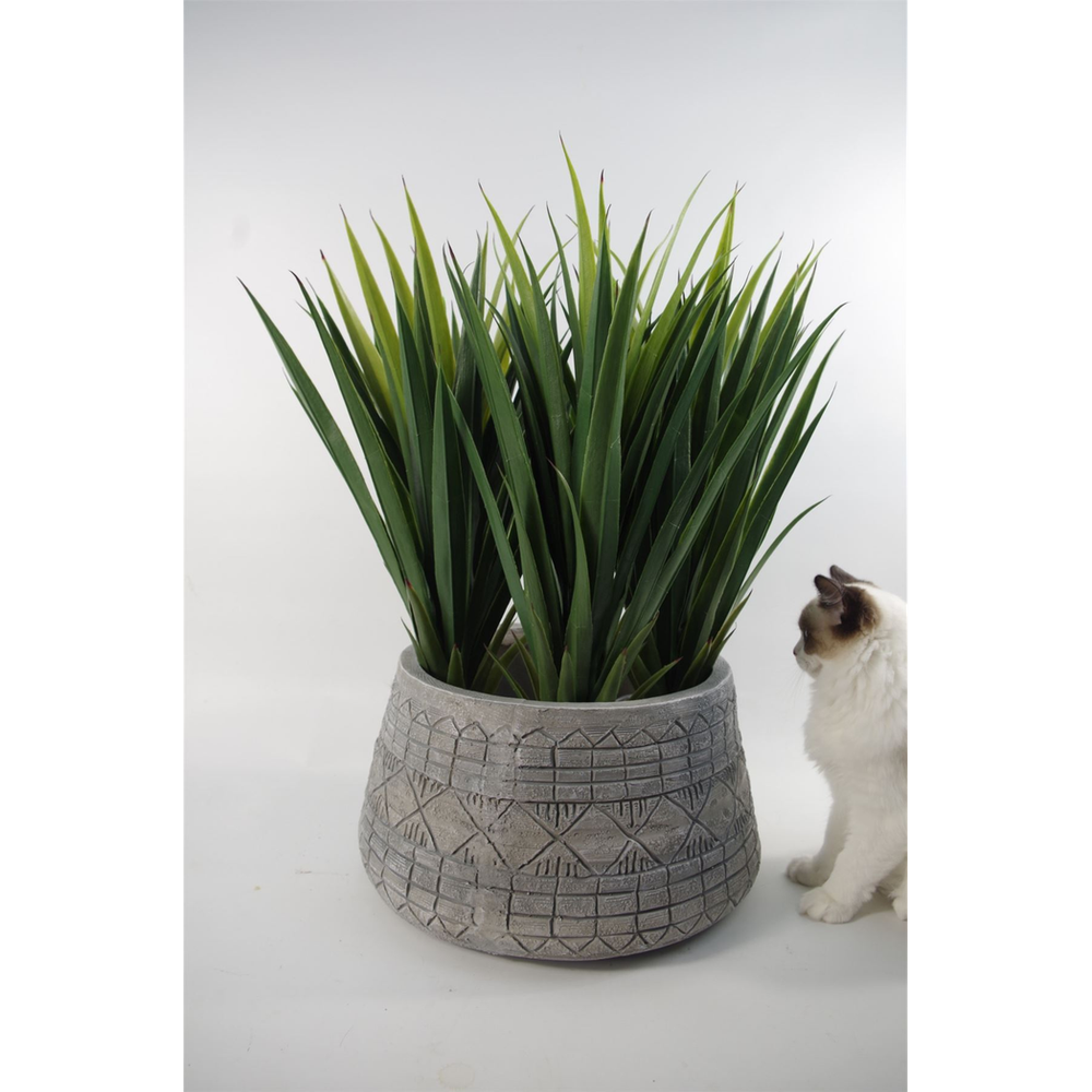 22cm x 37cm Large Grey Gliese Embossed Planter