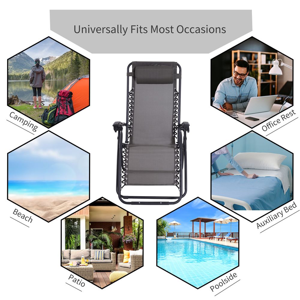 Ultimate Comfort Metal Lounger w/ Head Pillow for Patio Deck - Outsunny