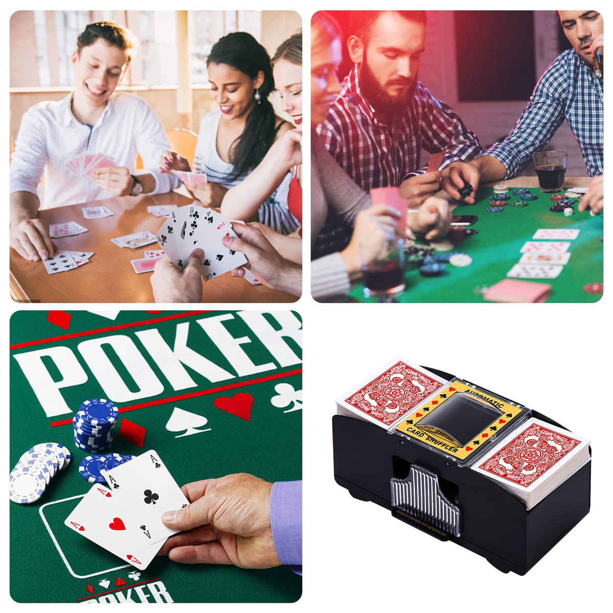 Unniweei Automatic Card Shuffler 1-2 Decks – Battery-Powered Shuffling for Poker & Home Games