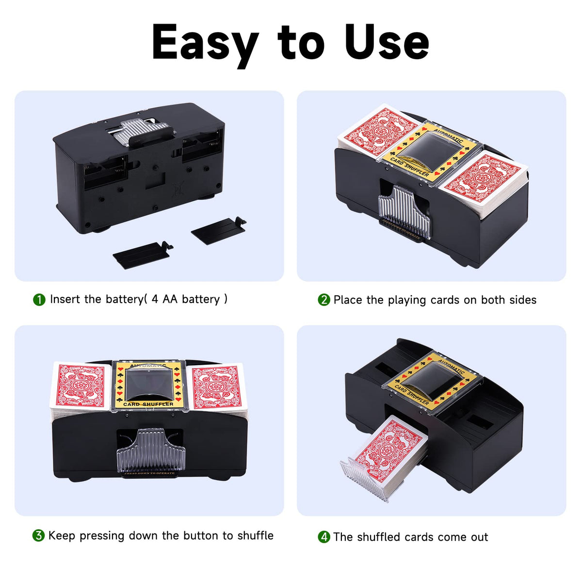Unniweei Automatic Card Shuffler 1-2 Decks – Battery-Powered Shuffling for Poker & Home Games