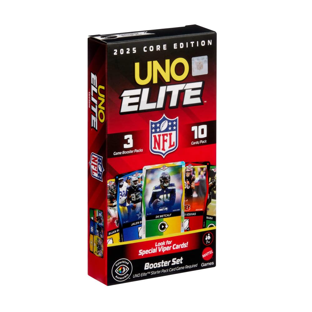 UNO NFL Booster Packs – 30 Elite Action Cards for UNO Elite NFL 2025 Core Edition