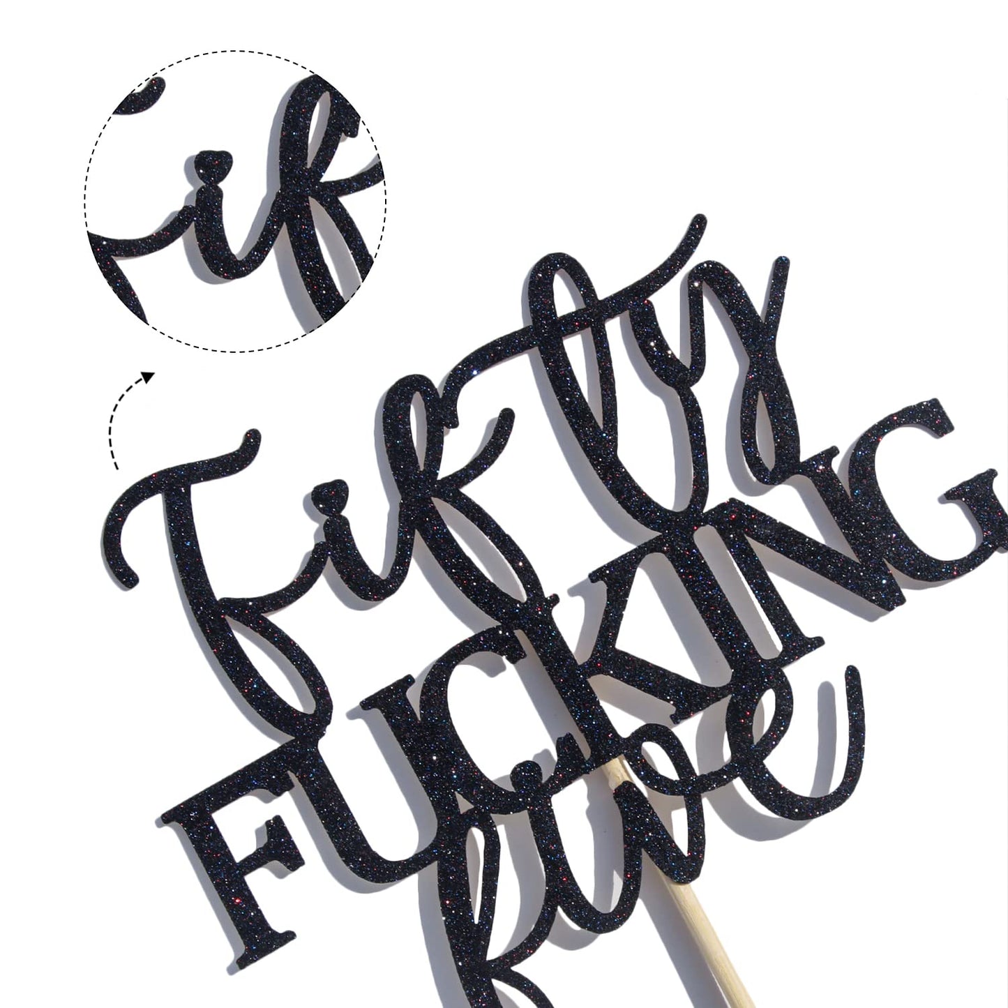 Unoggsor Fifty Fucking Five Cake Topper – Black Glitter, 55th Birthday Decor