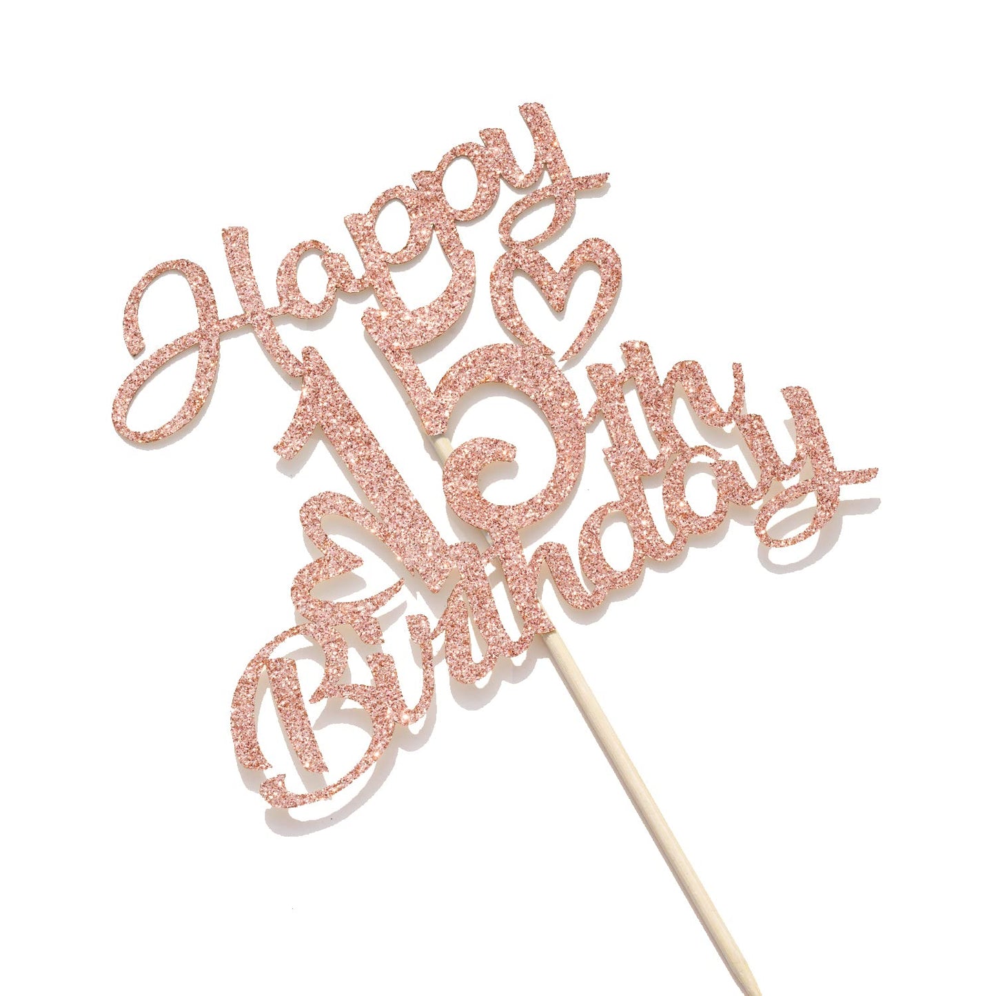 Unoggsor Rose Gold Glitter Happy 15th Birthday Cake Topper – Hello 15, 15 & Fabulous