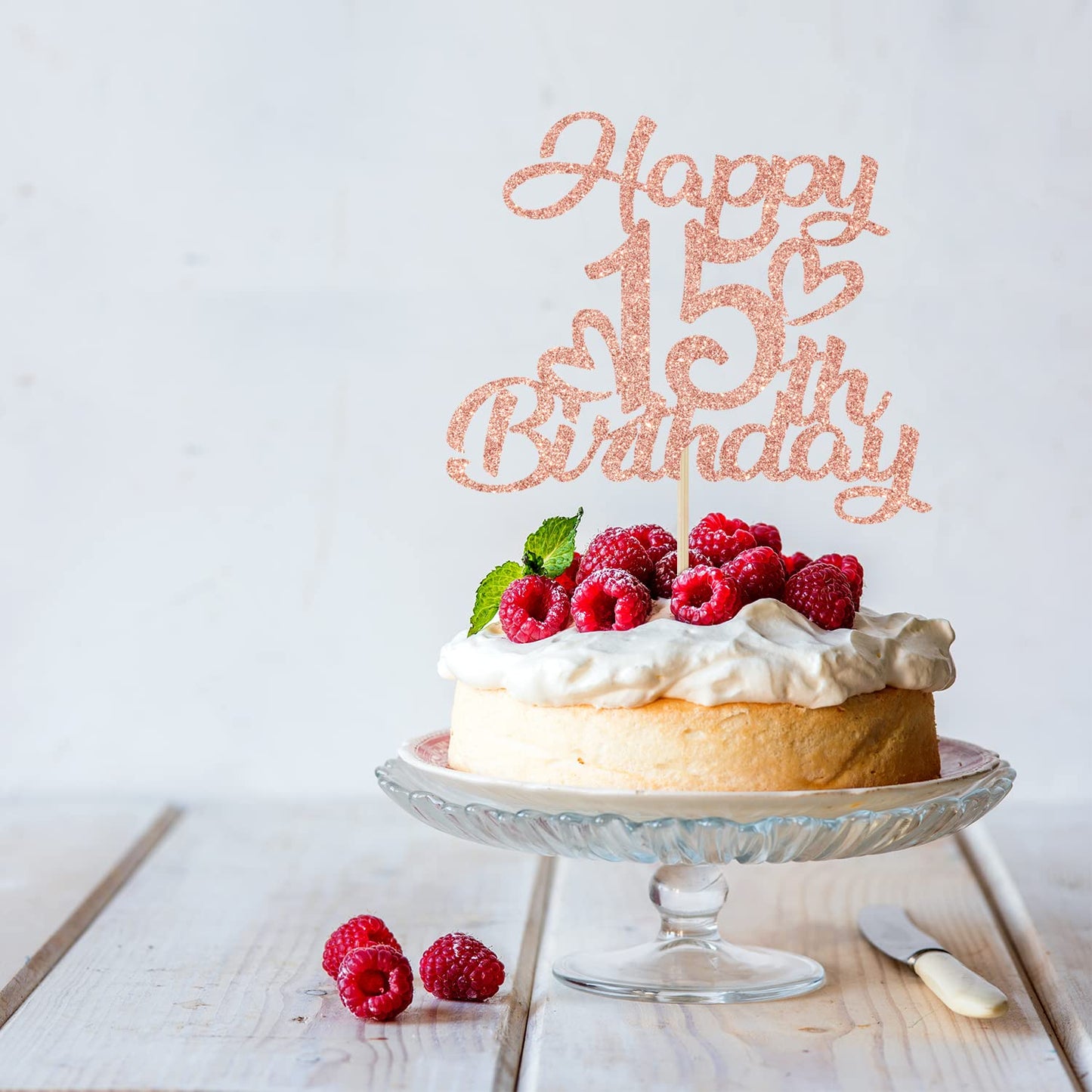 Unoggsor Rose Gold Glitter Happy 15th Birthday Cake Topper – Hello 15, 15 & Fabulous
