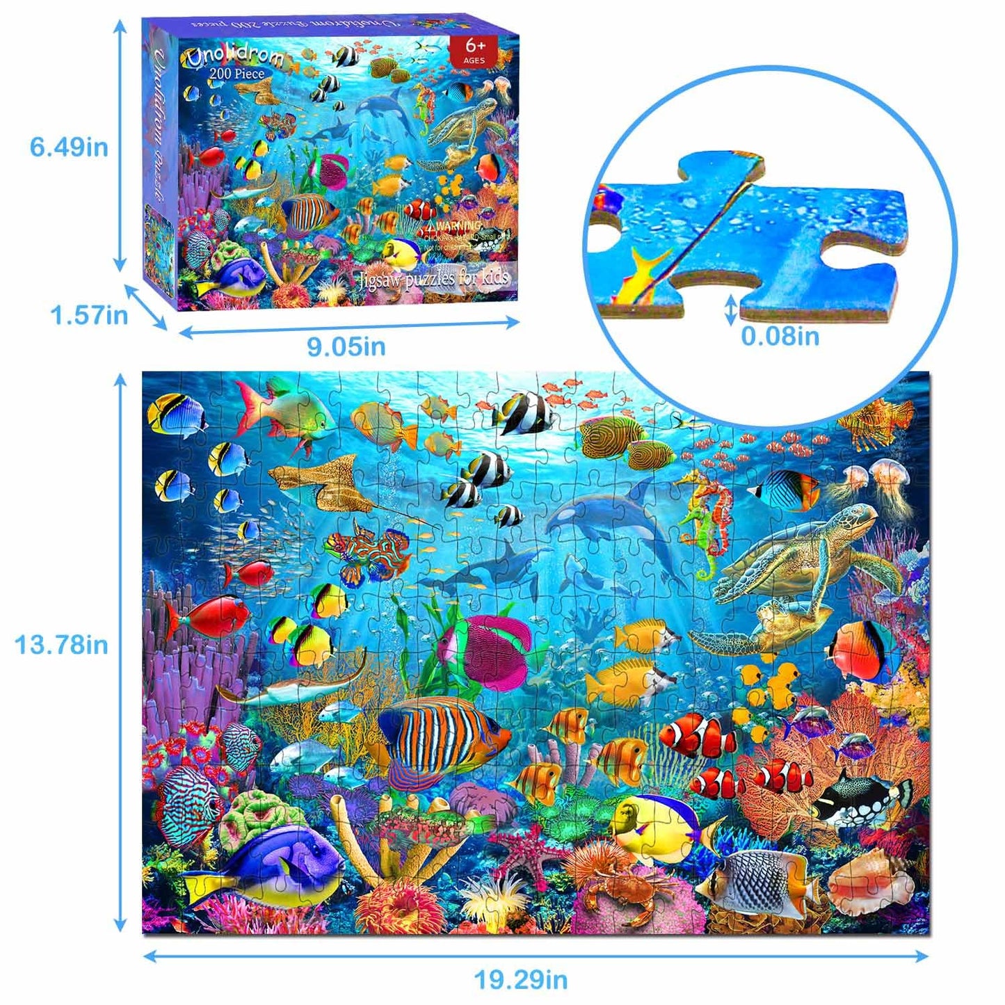 Unolidrom Ocean Underwater World: 200-Piece Kids Jigsaw Puzzle for Ages 6-10