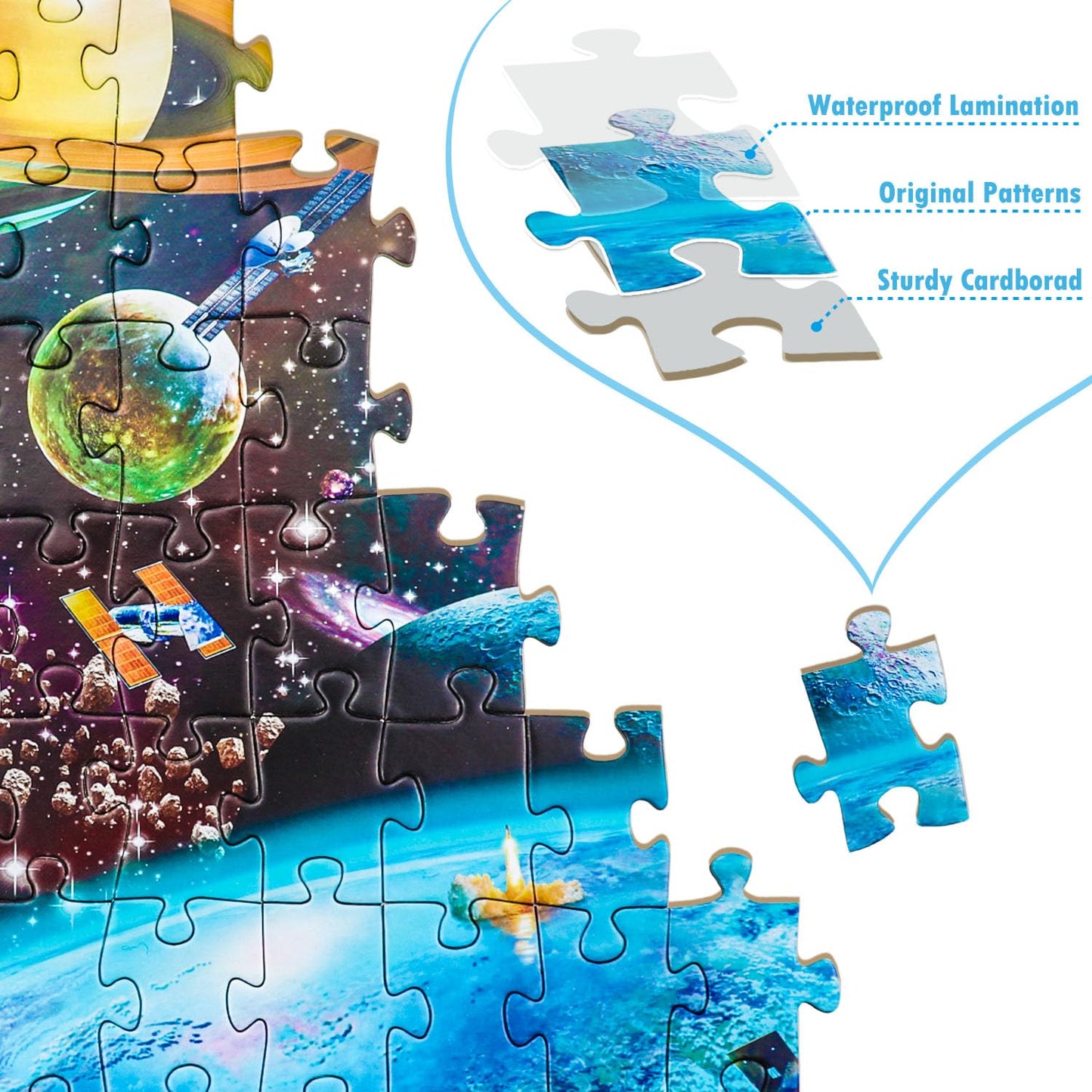 Unolidrom Solar System Puzzles for Kids | 200-Piece Spacewalk Jigsaw for Ages 6-8 & 8-10