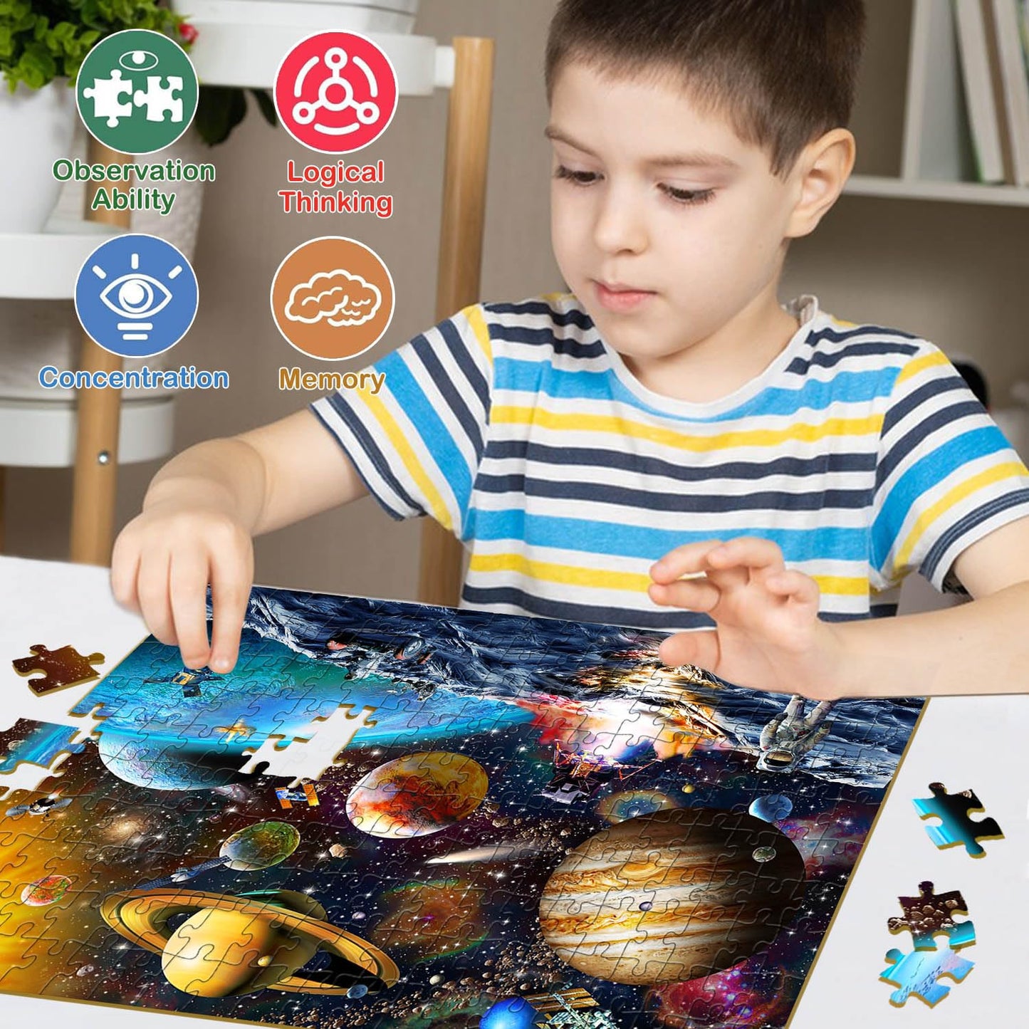 Unolidrom Solar System Puzzles for Kids | 200-Piece Spacewalk Jigsaw for Ages 6-8 & 8-10