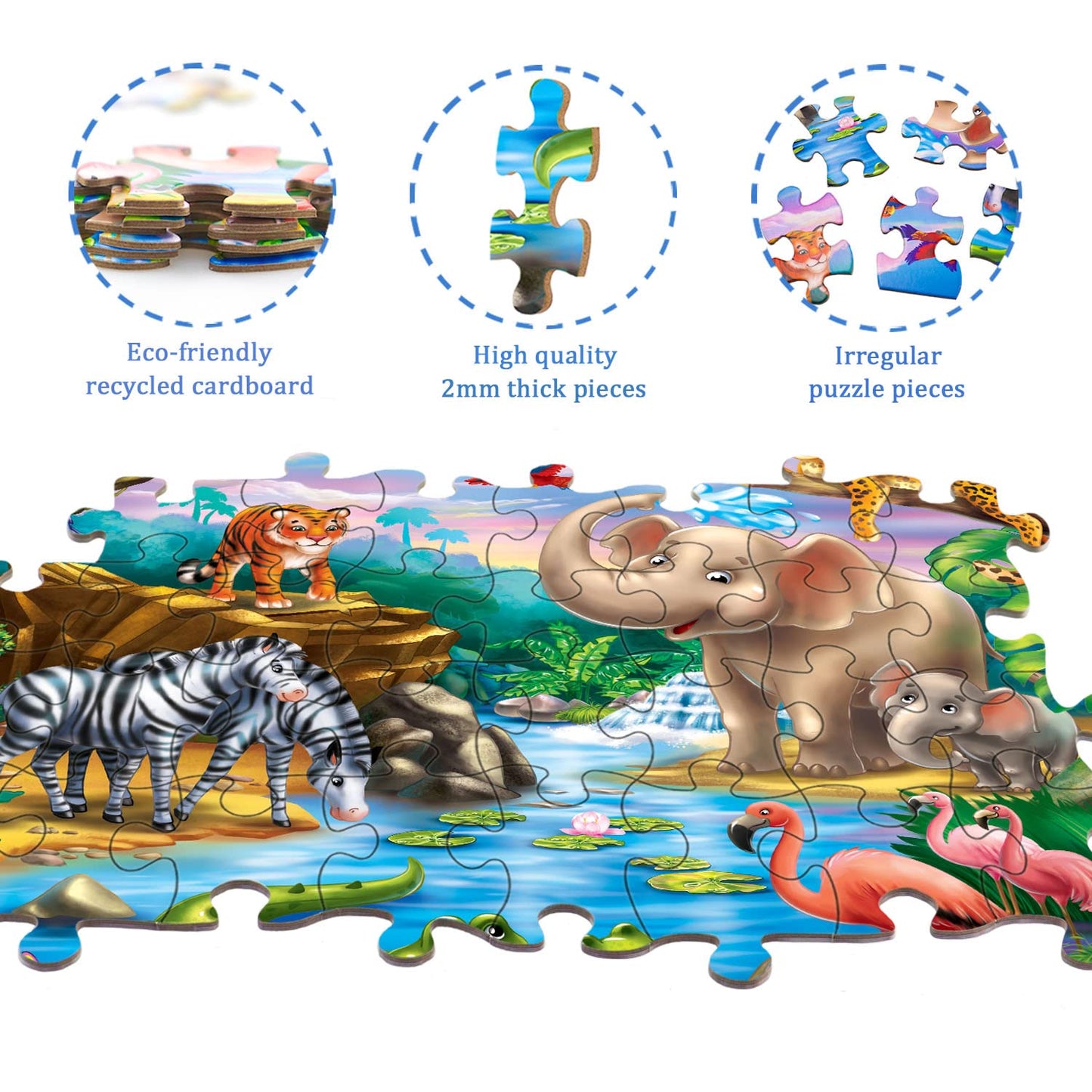 Unolidrom Puzzles for Kids 4-8 - 2-Pack 60-Piece Ocean & Forest Animals | Educational Toys