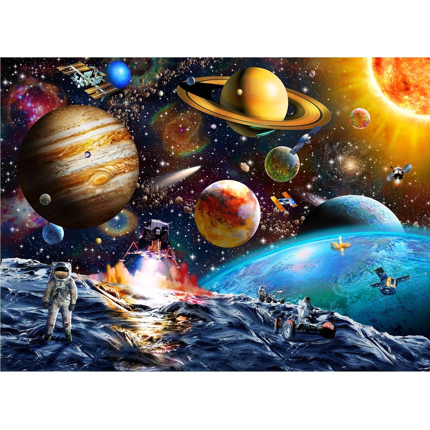 Unolidrom Solar System Puzzles for Kids | 200-Piece Spacewalk Jigsaw for Ages 6-8 & 8-10