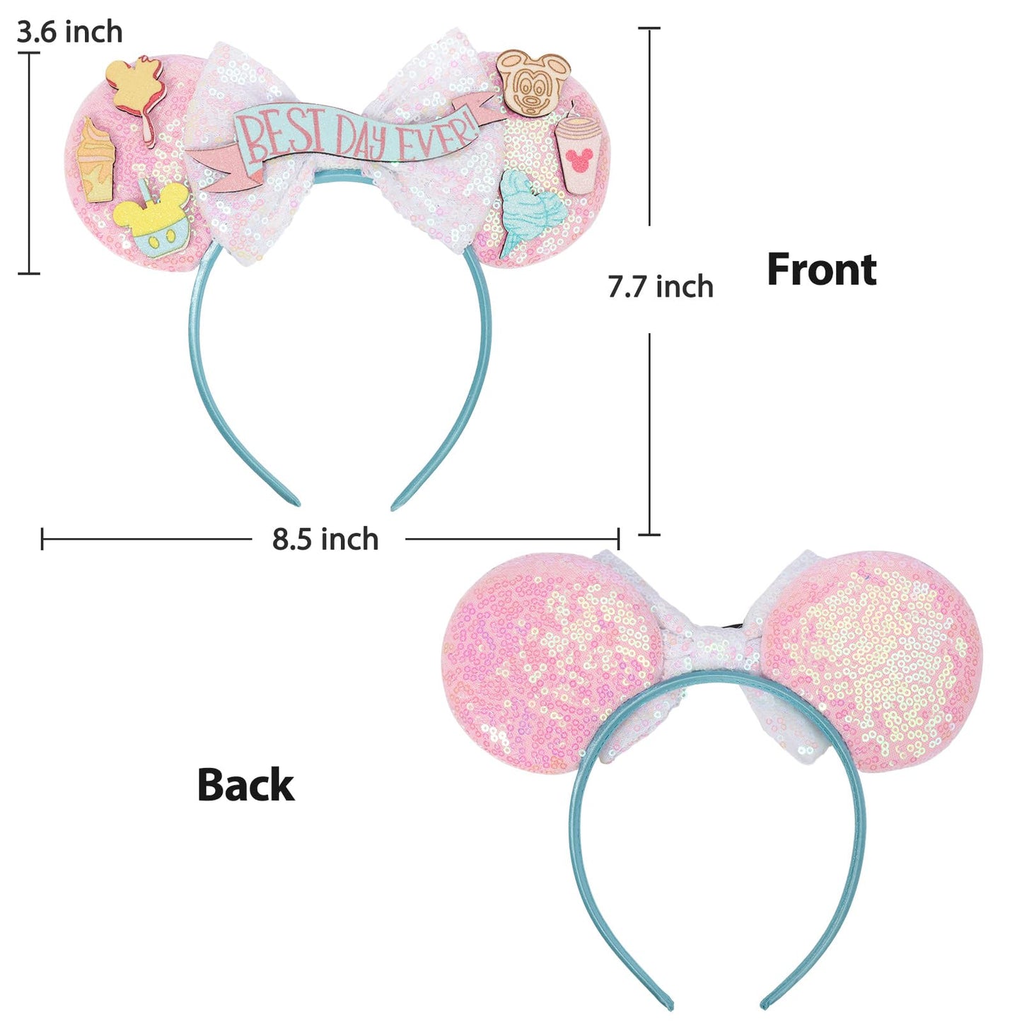 UNSPAZ Mouse Ears Headband – Birthday Park Ears for Women & Girls
