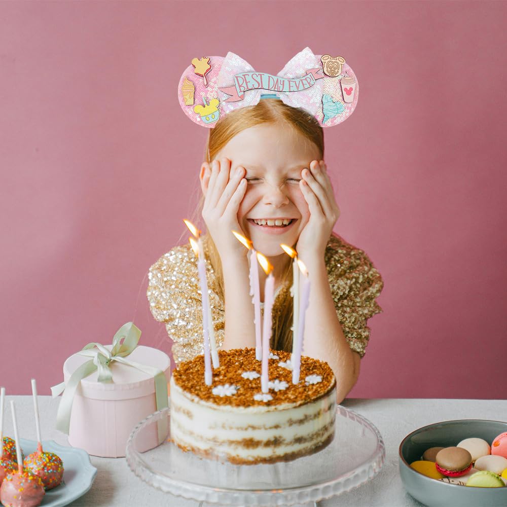 UNSPAZ Mouse Ears Headband – Birthday Park Ears for Women & Girls