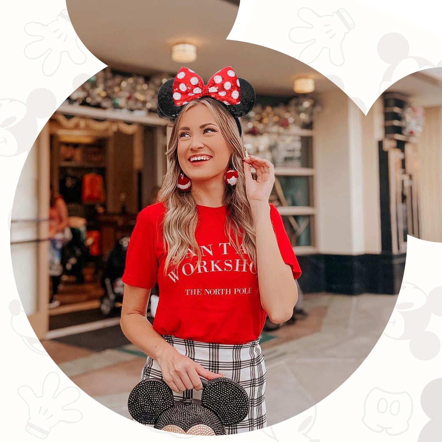UNSPAZ Mouse Ears Headband – Sequin Bow, Polka Dot Style for Women, Girls & Boys