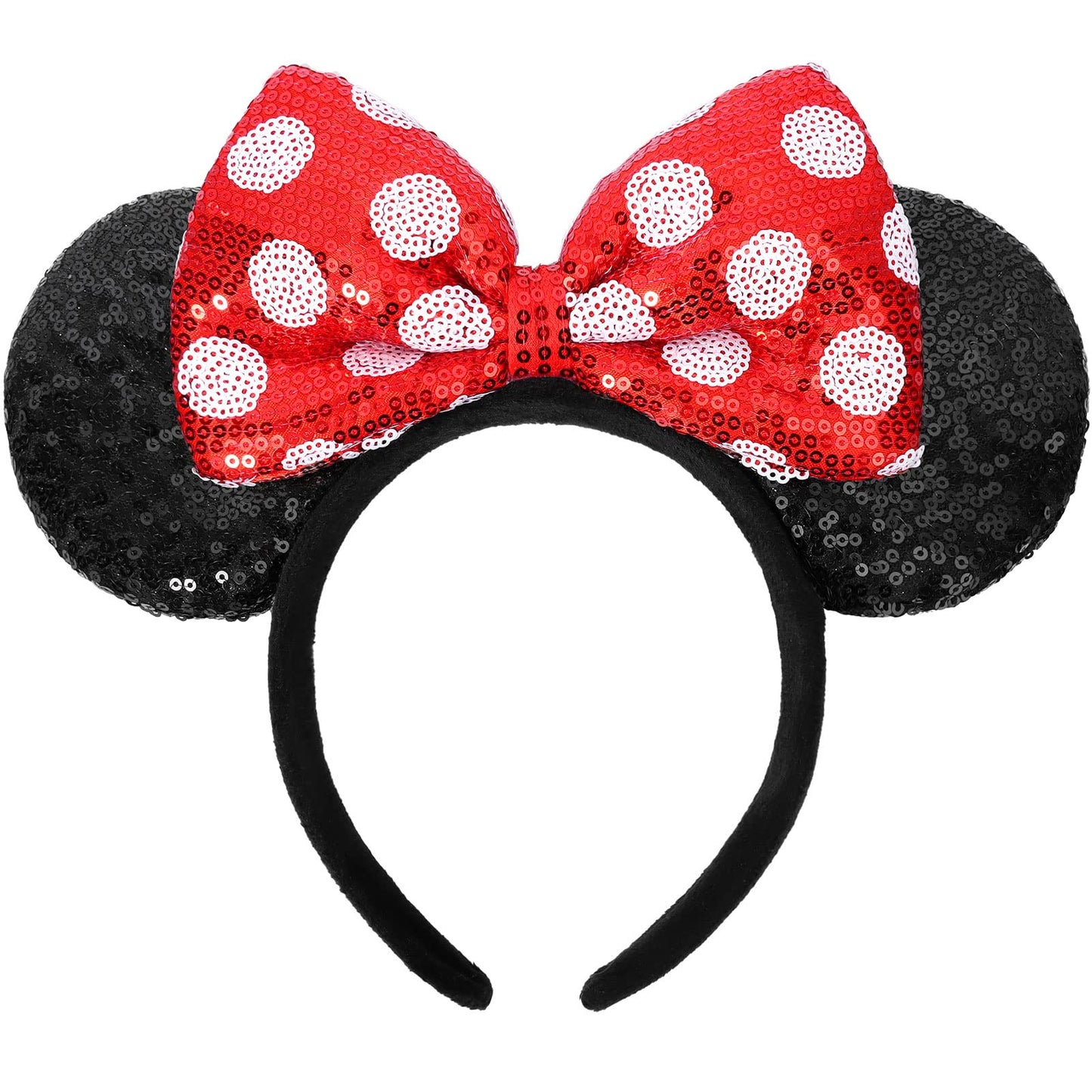 UNSPAZ Mouse Ears Headband – Sequin Bow, Polka Dot Style for Women, Girls & Boys
