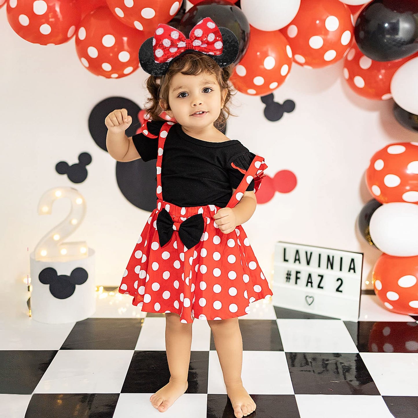 UNSPAZ Mouse Ears Headband – Sequin Bow, Polka Dot Style for Women, Girls & Boys