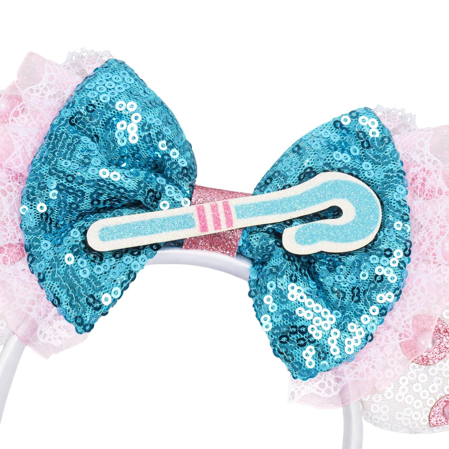 UNSPAZ Mouse Ears Headband – Pink & Sky Blue Sparkly Shepherdess Bow for Women & Girls