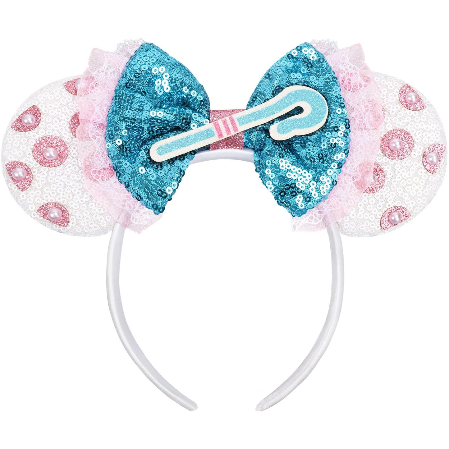 UNSPAZ Mouse Ears Headband – Pink & Sky Blue Sparkly Shepherdess Bow for Women & Girls
