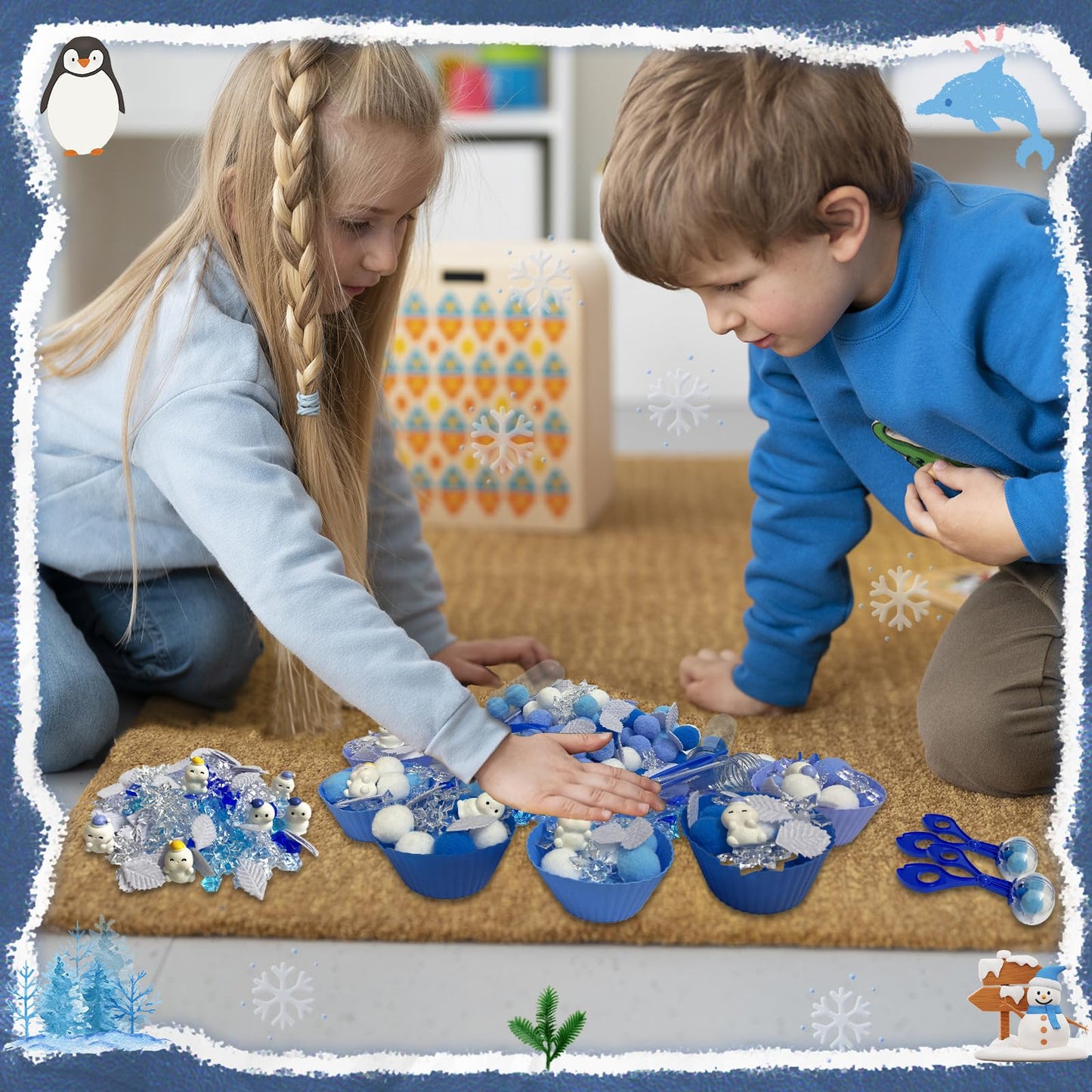 Unvola 244pcs Winter Sensory Bin Filler – Fine Motor, Sorting & Counting Toys for Kids