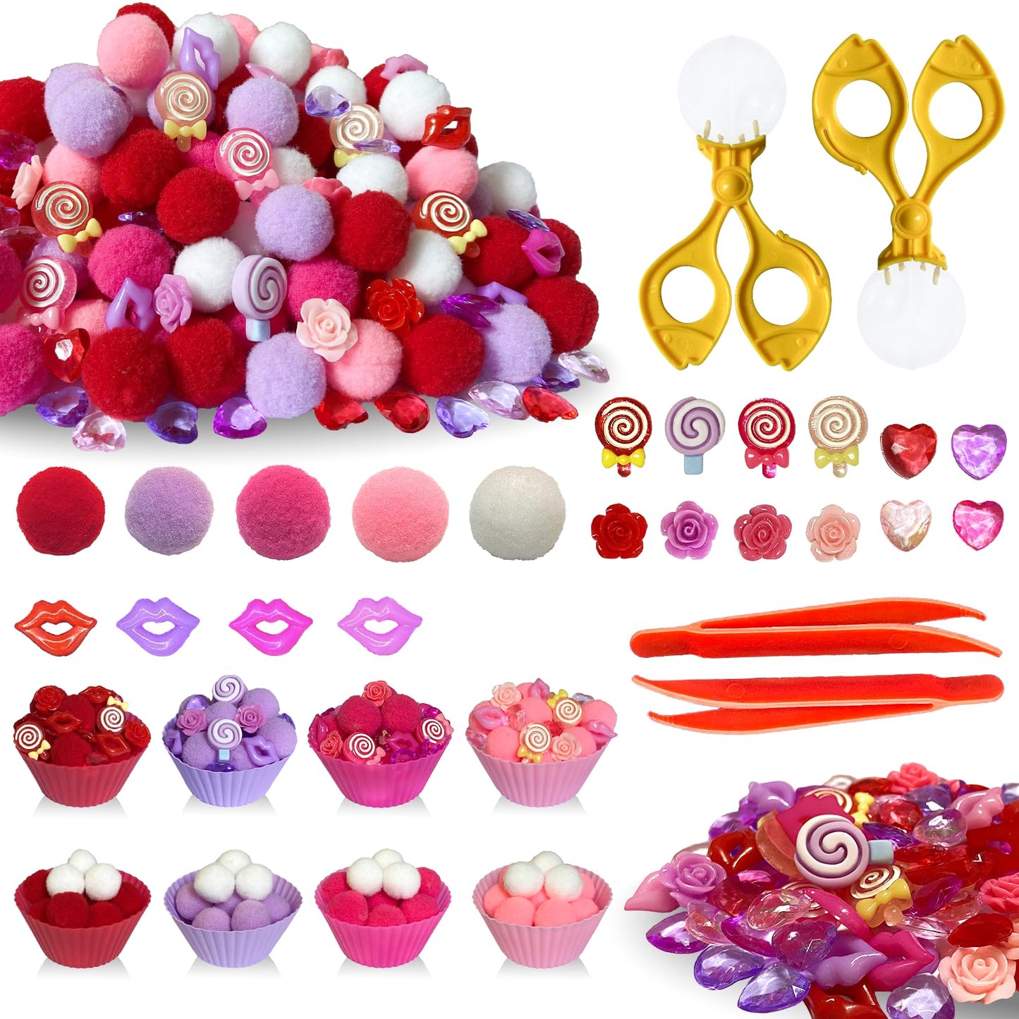 Unvola 230Pcs Valentines Day Sensory Bin Filler – Fine Motor & Sorting Toys