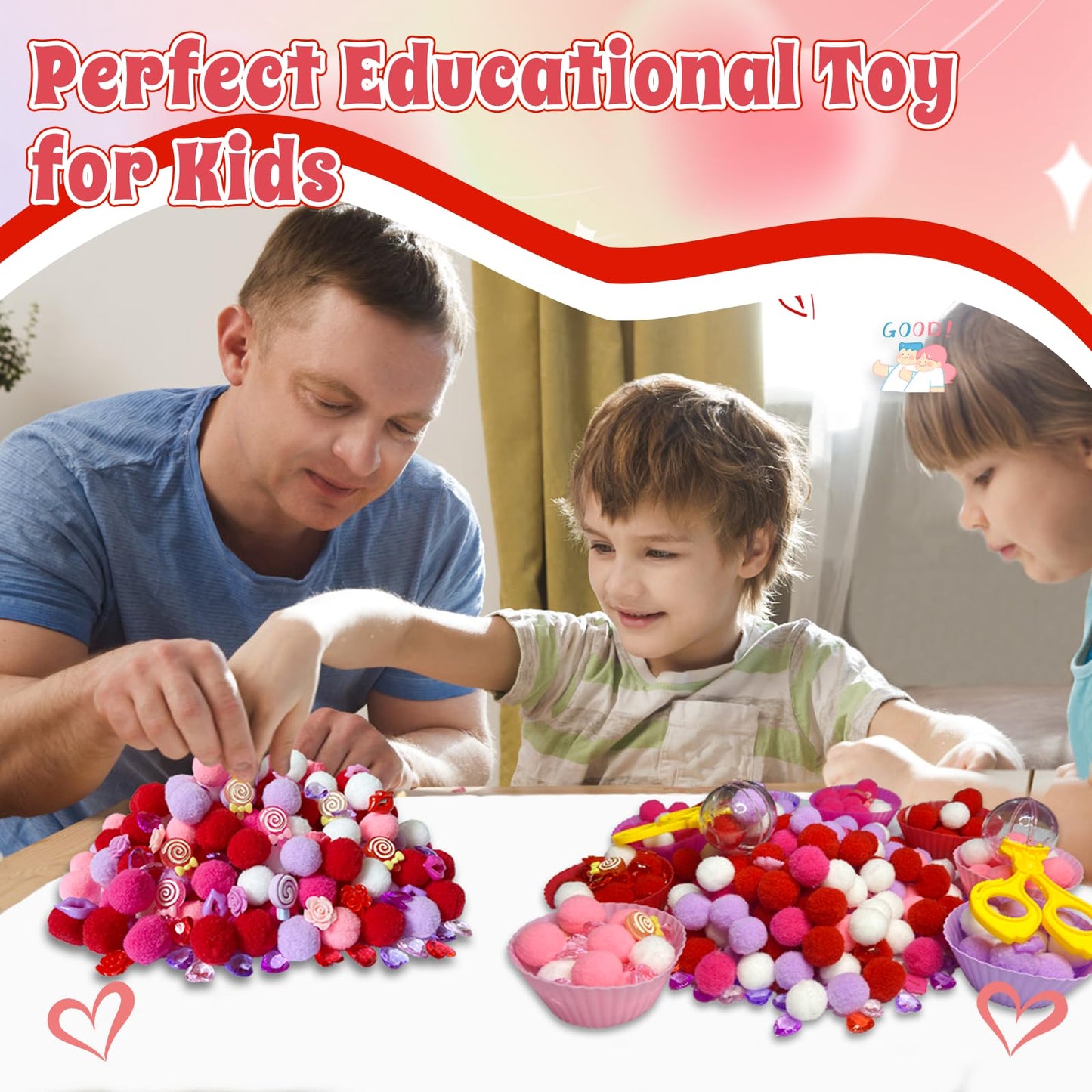 Unvola 230Pcs Valentines Day Sensory Bin Filler – Fine Motor & Sorting Toys