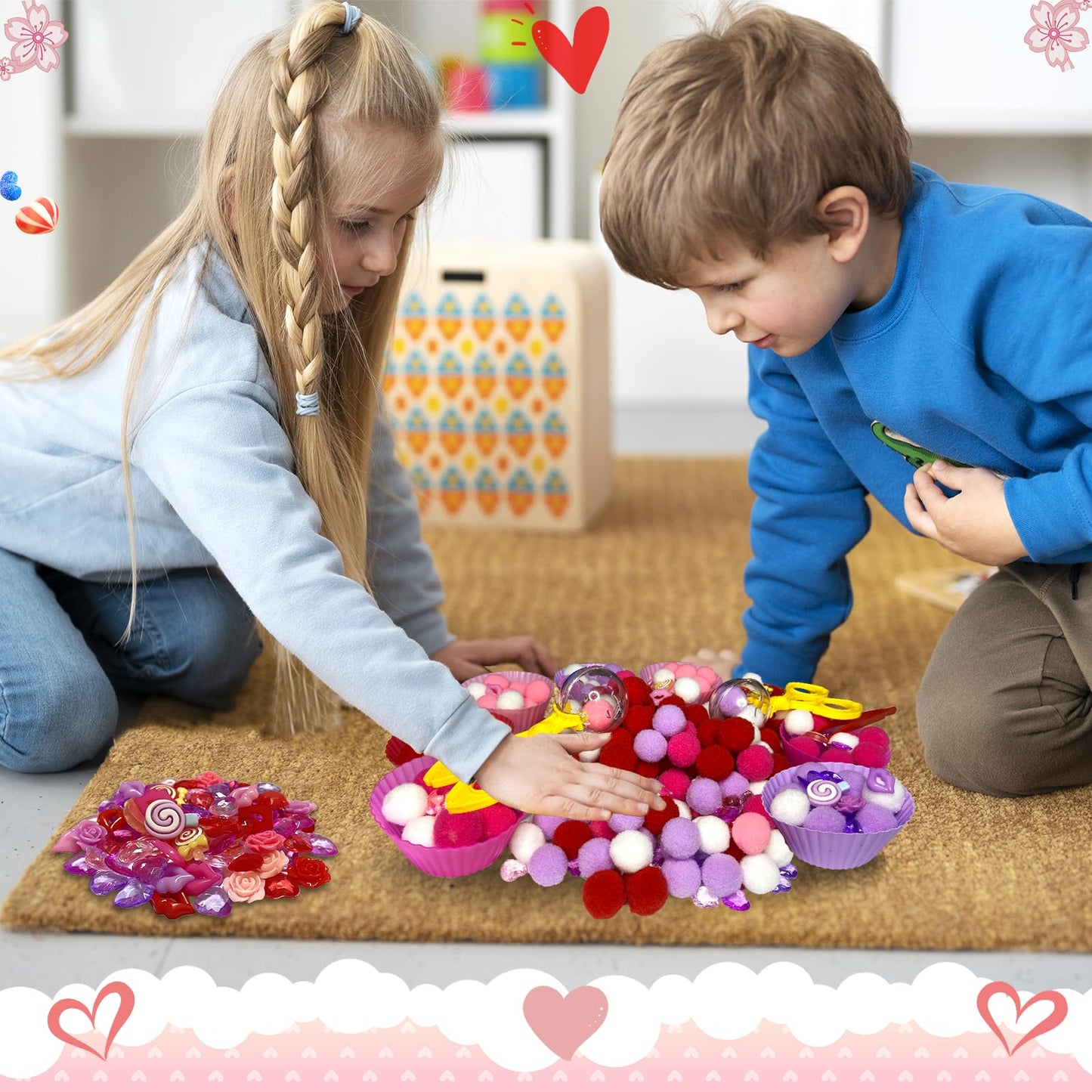 Unvola 230Pcs Valentines Day Sensory Bin Filler – Fine Motor & Sorting Toys