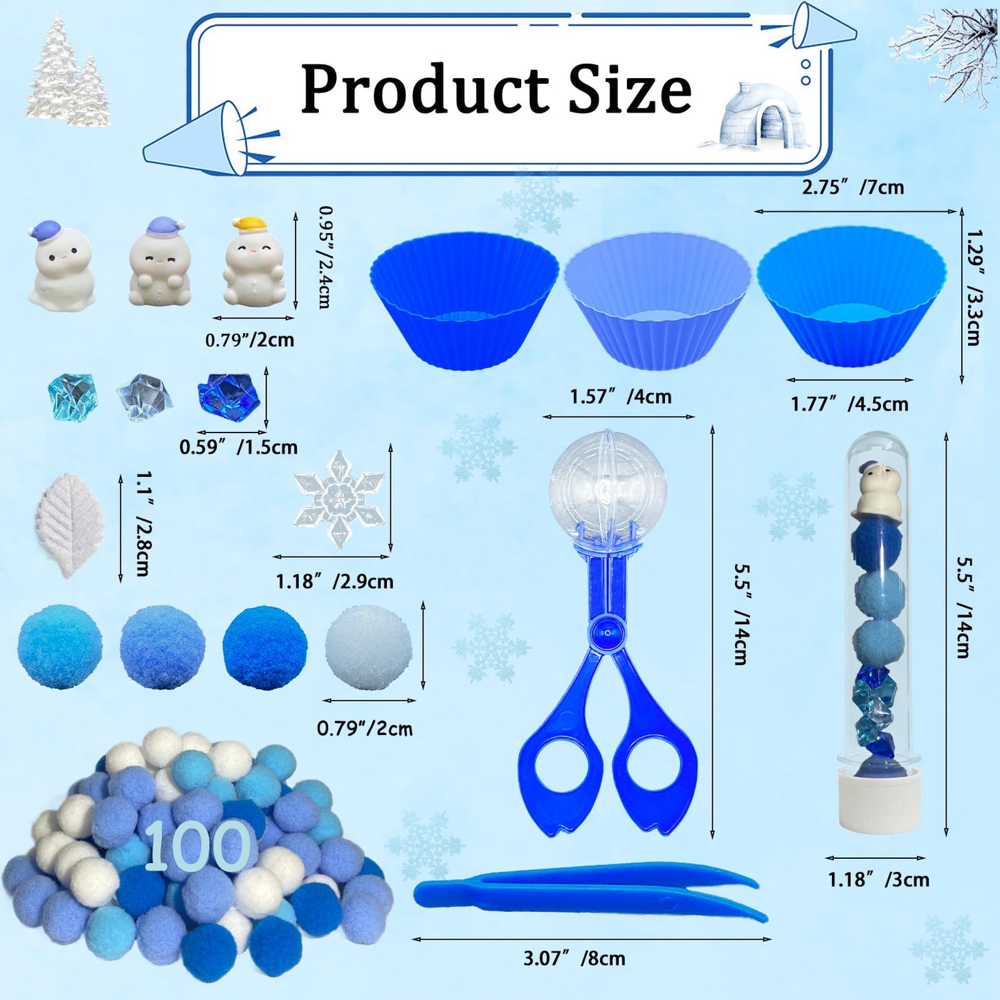 Unvola 244pcs Winter Sensory Bin Filler – Fine Motor, Sorting & Counting Toys for Kids