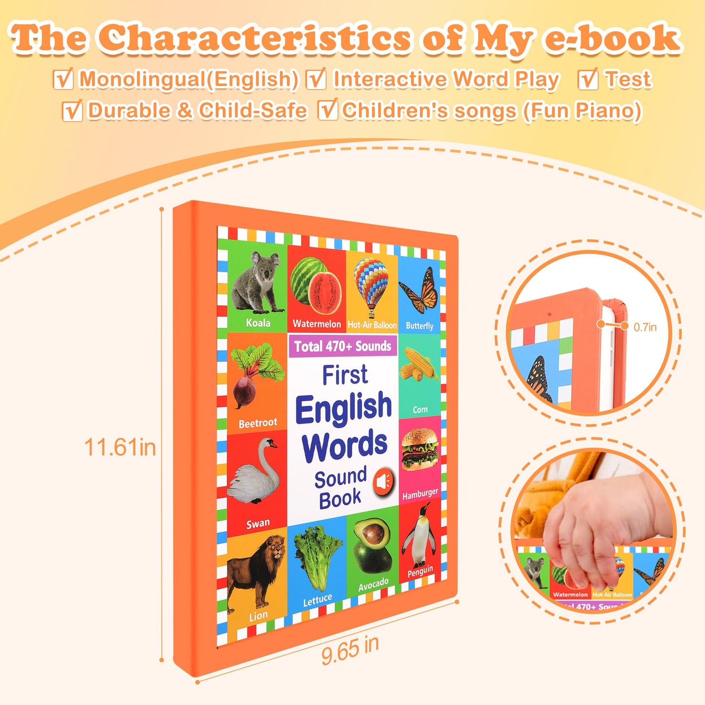 UOBODER My First English Words Sound Book for Kids 3-6 | 470+ Words, 21 Themes, Screen-Free Educational Fun