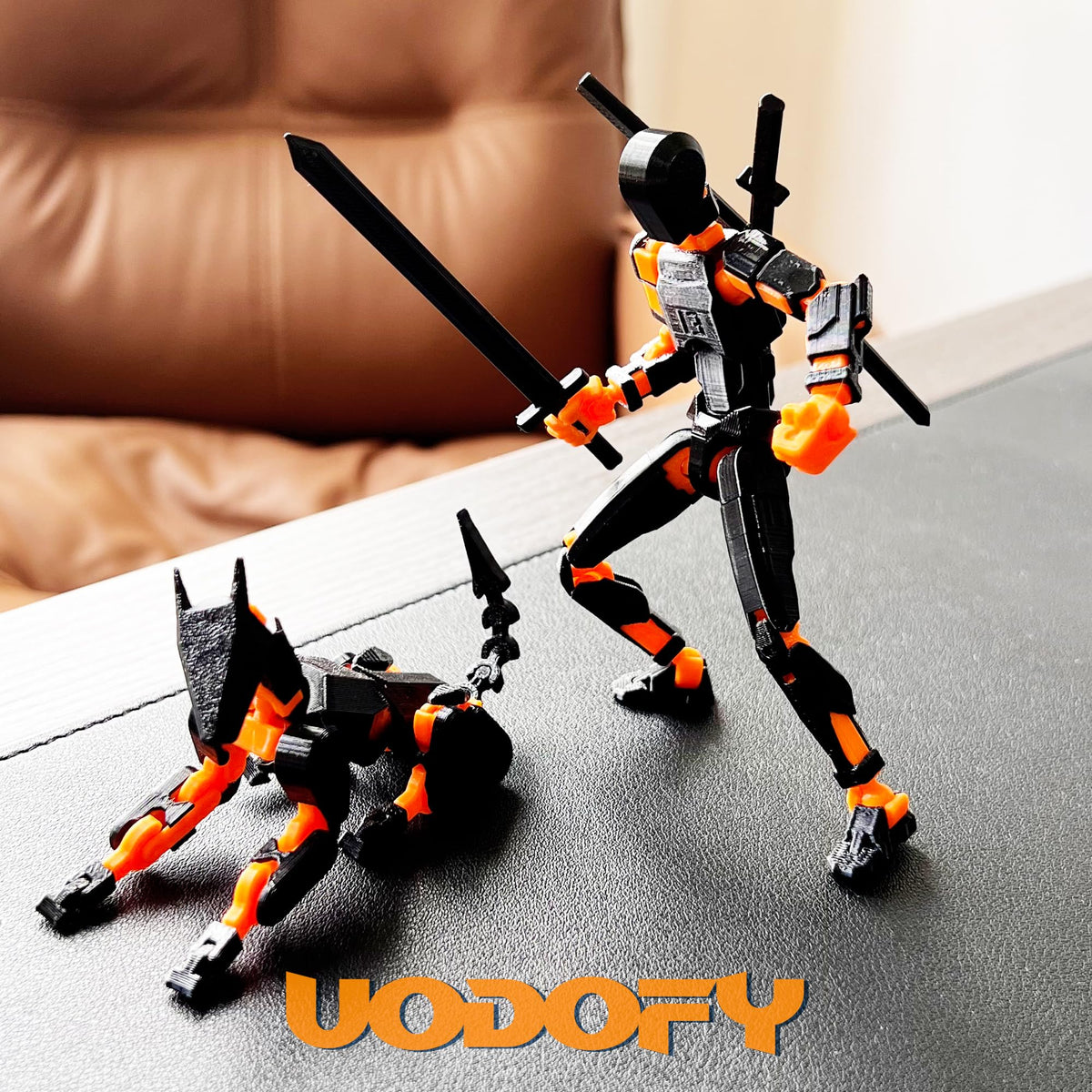 Uodofy T13 3D Action Figure Set – Assembly-Completed Multi-Jointed Robo Titan 13 (Black & Orange)