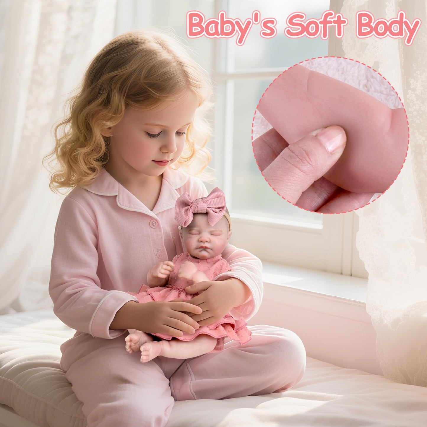 UOFTKIZ Realistic Reborn Baby Dolls – 20-inch Lifelike Baby Girl with Soft Cloth Body and Feeding Accessories