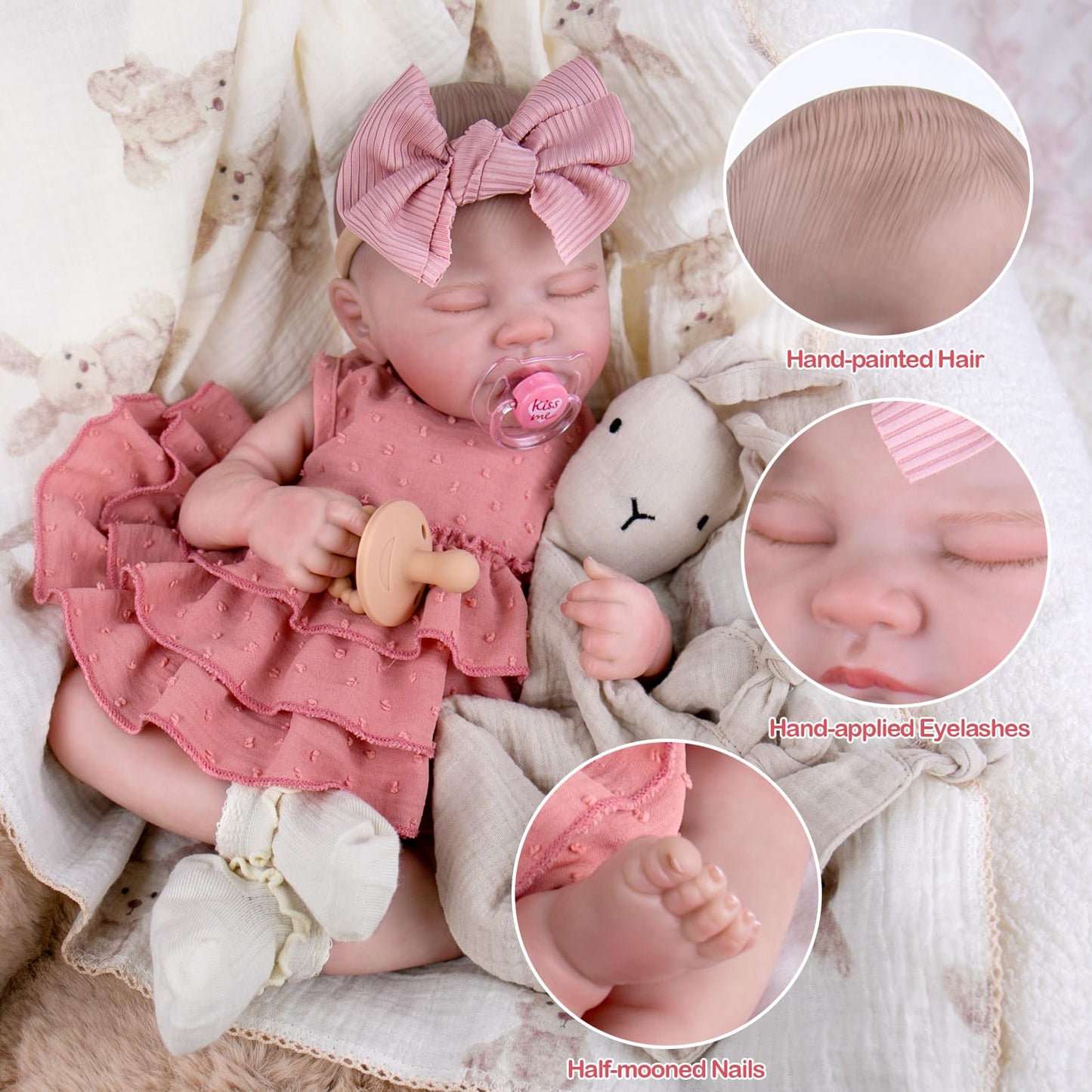 UOFTKIZ Realistic Reborn Baby Dolls – 20-inch Lifelike Baby Girl with Soft Cloth Body and Feeding Accessories