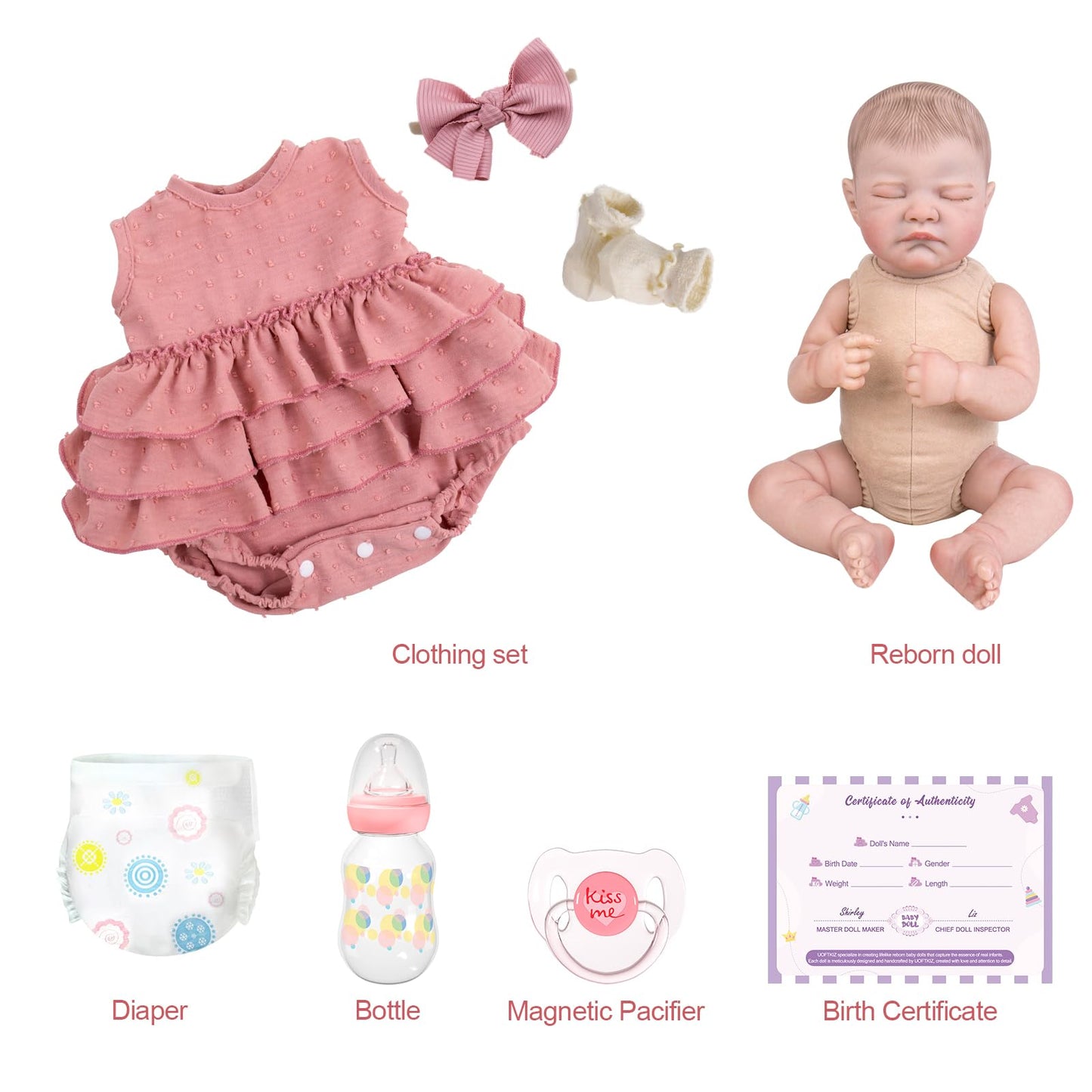 UOFTKIZ Realistic Reborn Baby Dolls – 20-inch Lifelike Baby Girl with Soft Cloth Body and Feeding Accessories